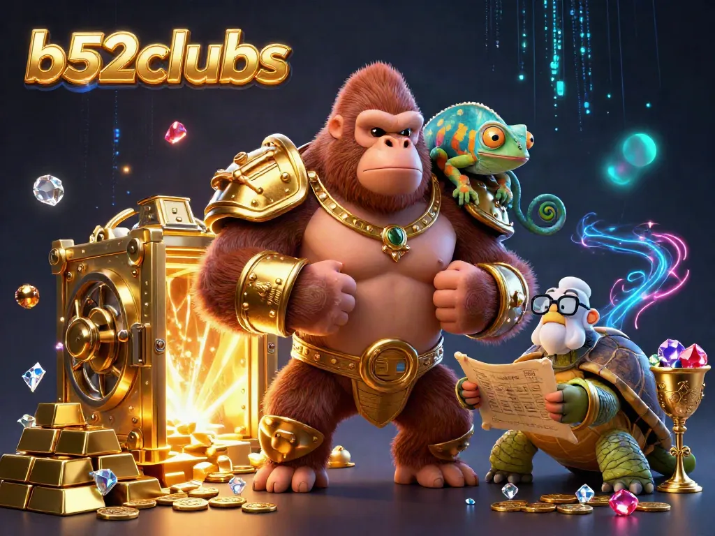 Experience thrilling gaming at b52clubs with a powerful gorilla king and treasures of gold.