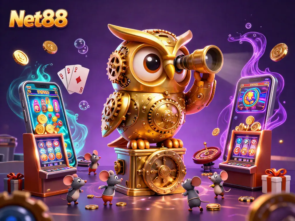 Engage in interactive gameplay with Net88 at this vibrant and dynamic casino scene packed with action.