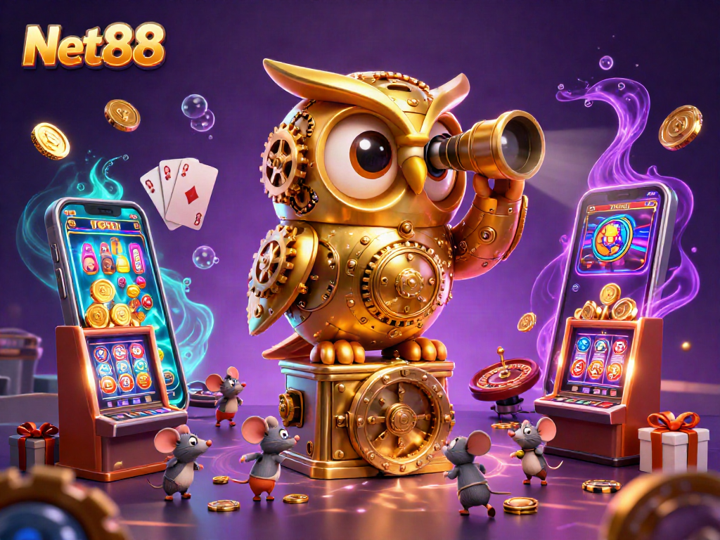 Engage in interactive gameplay with Net88 at this vibrant and dynamic casino scene packed with action.