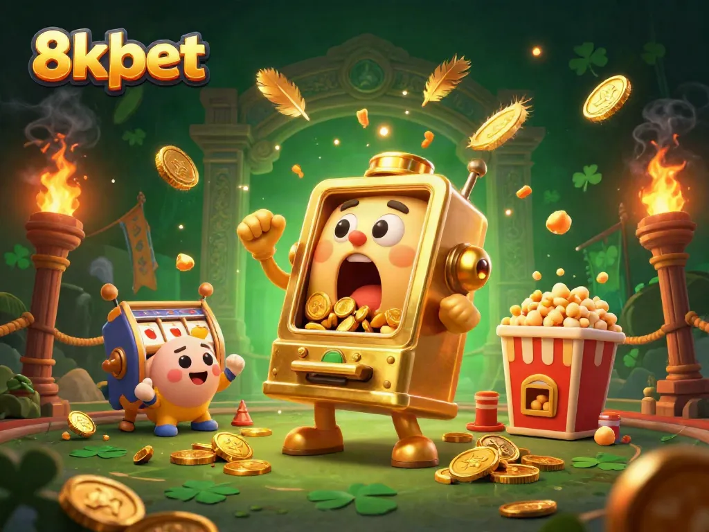 Experience winning at 8xbet with a vibrant jackpot celebration from a golden slot machine.