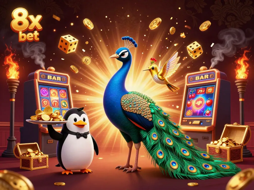 Experience thrilling moments with 8x bet's colorful casino elements and vibrant characters.