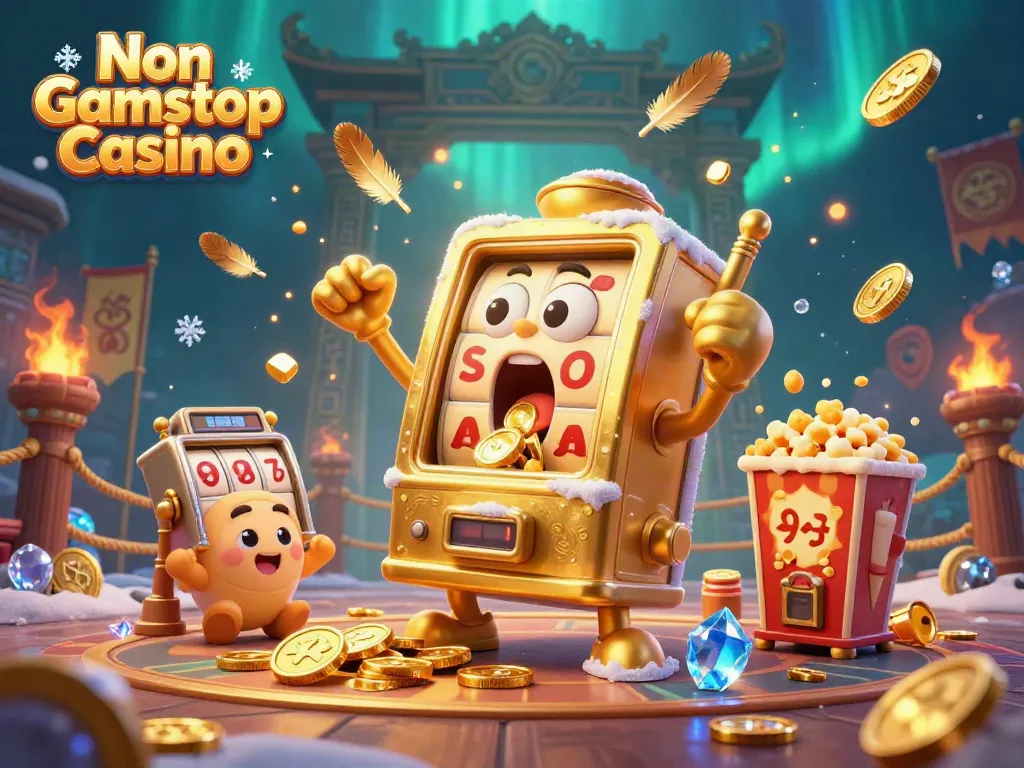 Win big at Non Gamstop Casino with a lively jackpot scene featuring vibrant slot machines.