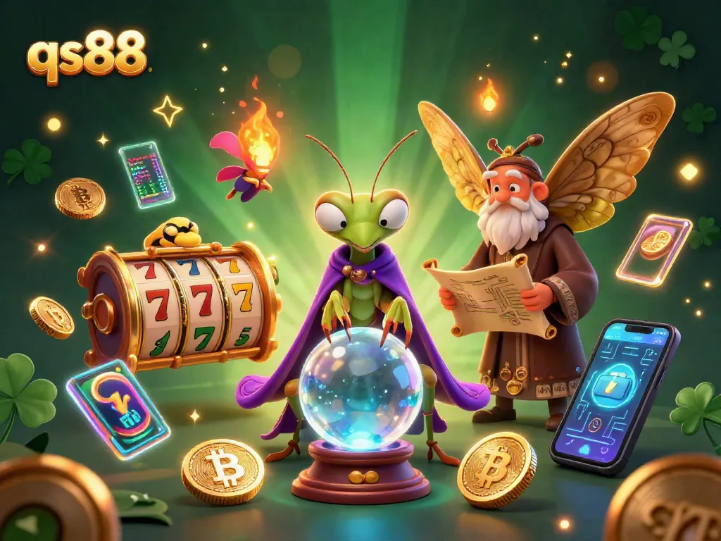 Engage with qs88's thrilling slot games through this vibrant, ultra-detailed 3D cartoon casino scene.