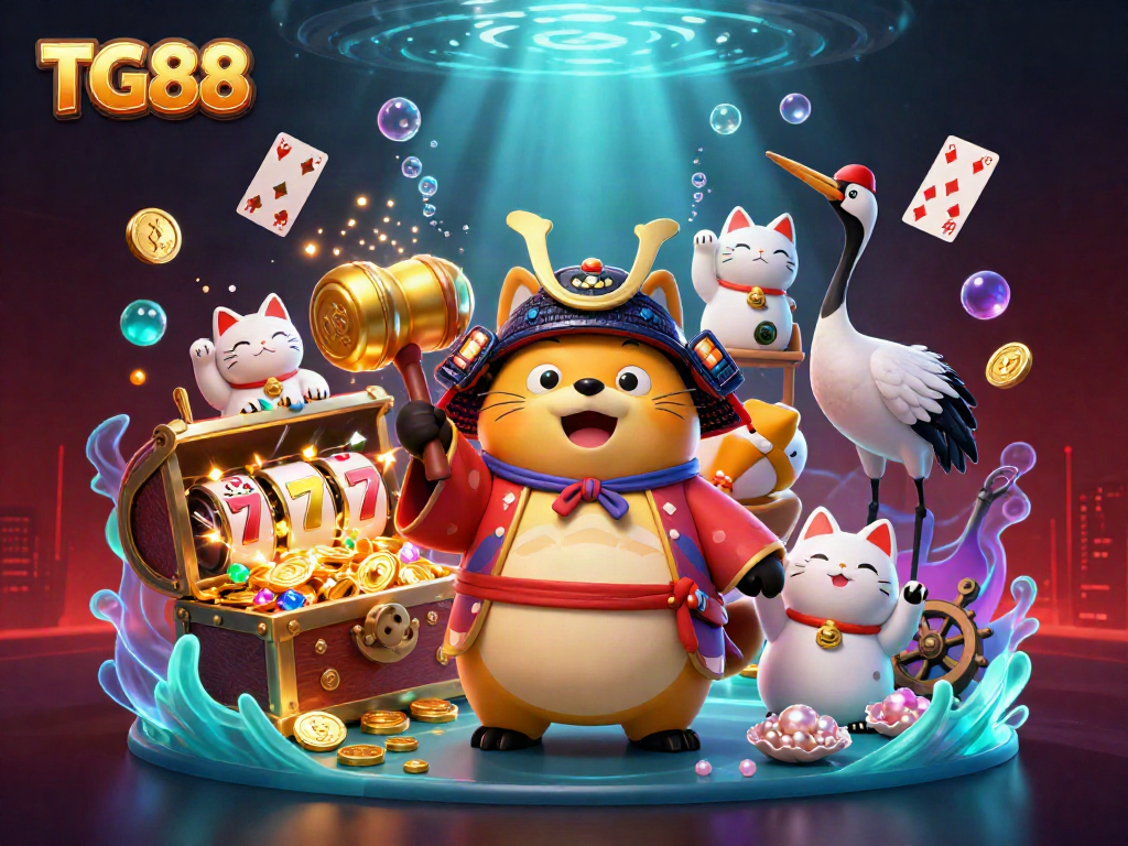 Experience the vibrant world of TG88 with cheerful characters, dynamic gambling elements, and rich visuals.