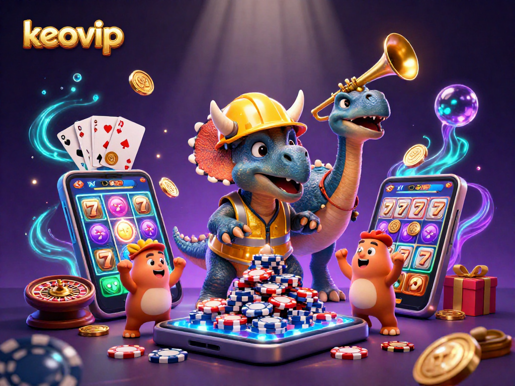 Engage with thrilling slots at keovip while vibrant characters celebrate a big win!