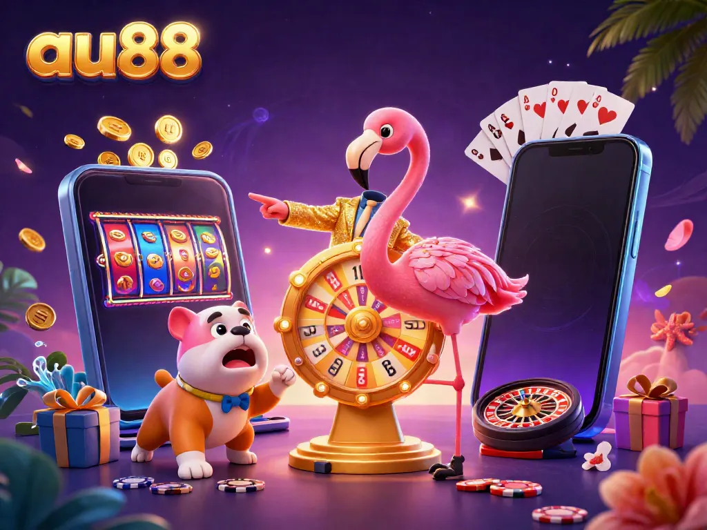 Experience thrilling gaming action at au88 with engaging characters and vibrant casino elements.