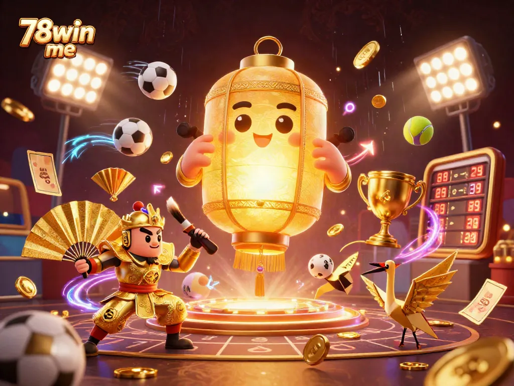 Experience thrilling wins at 78win me with a dynamic night market casino illustration