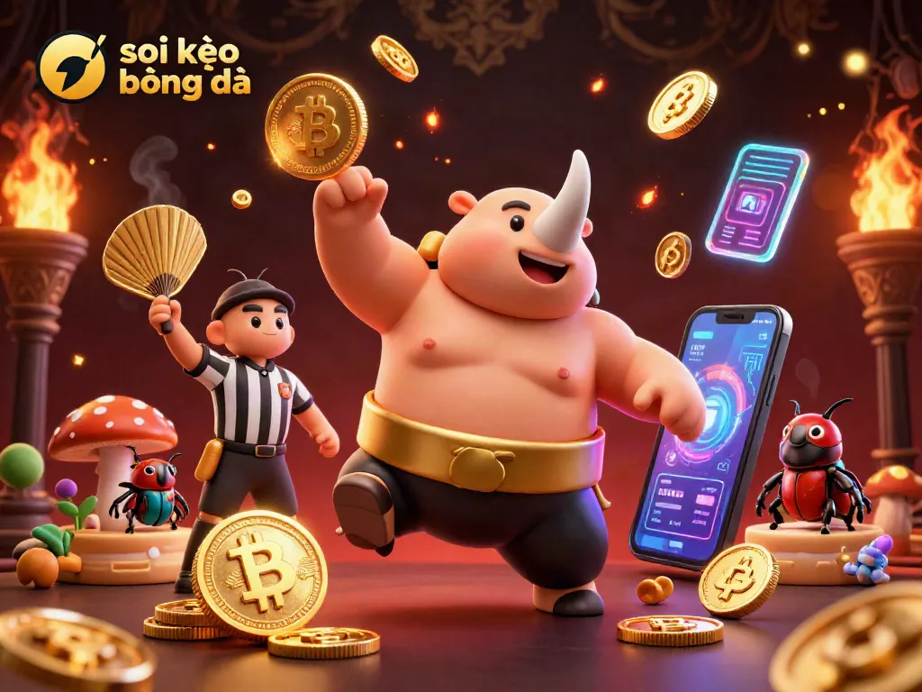 Bet on soi kèo bóng đá with animated coins flying from a 3D beetle sumo champion!
