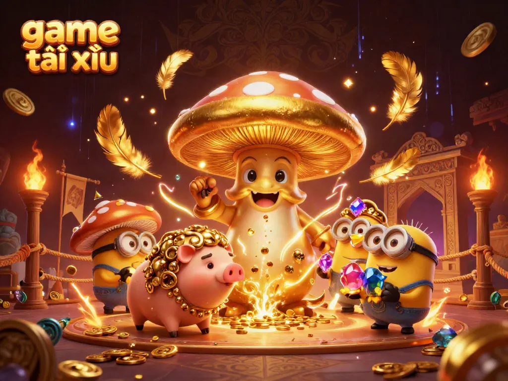 Engage in the game tài xỉu with a magical treasure hunt led by a golden mushroom wizard.