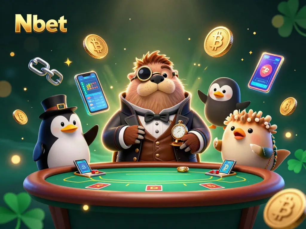 Nbet players strategizing in a dynamic underwater poker game with colorful cryptocurrency elements.