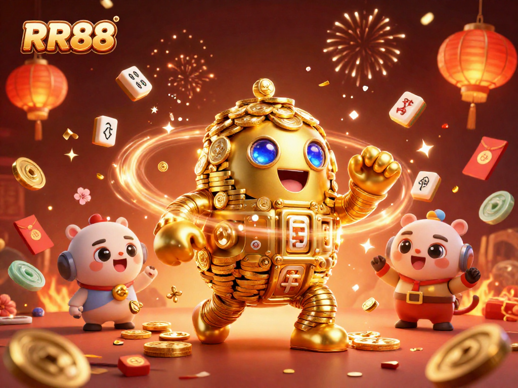 Experience the thrill of RR88 with a vibrant 3D casino scene featuring exciting gaming elements.