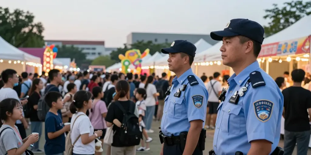 Security professional ensuring safety at a community event, showcasing reliable local services.