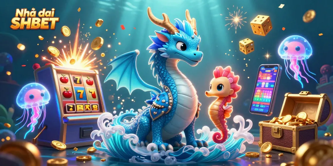 Engage in thrilling gaming at Nhà cái SHBET with a vibrant underwater casino scene, showcasing dynamic characters and exciting elements.