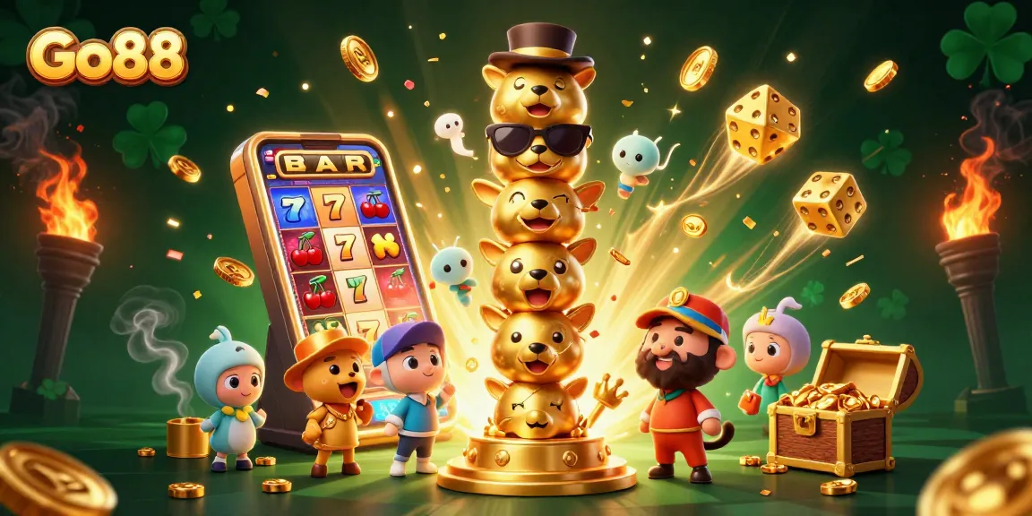 Engage with Go88's vibrant gaming universe featuring a totem pole and rich casino symbols.