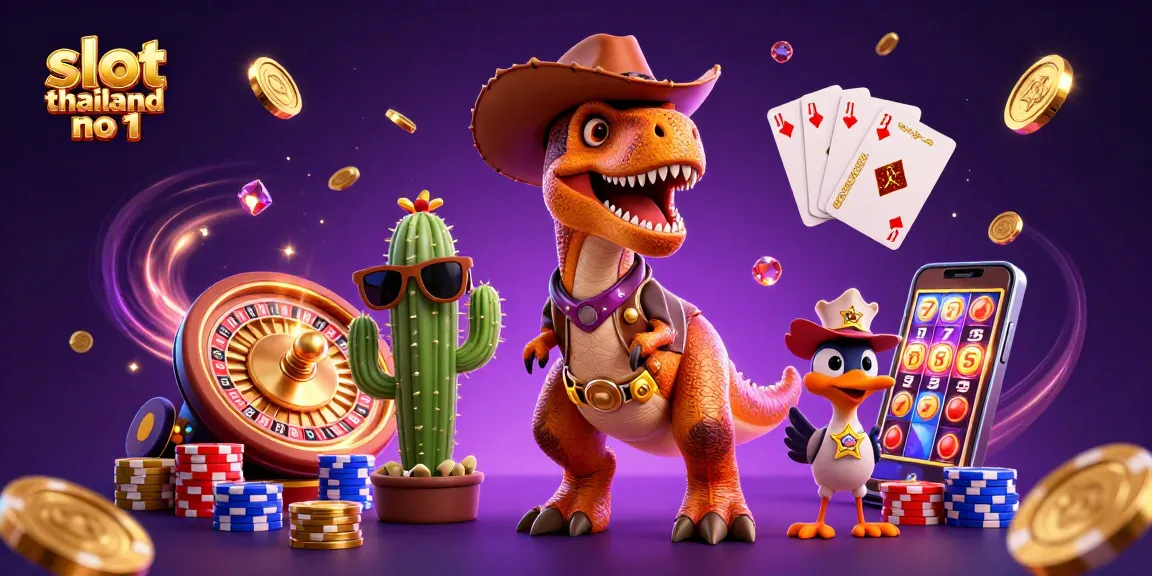 Experience thrilling gameplay with slot thailand no 1 featuring a vibrant T-Rex in a dynamic casino scene.