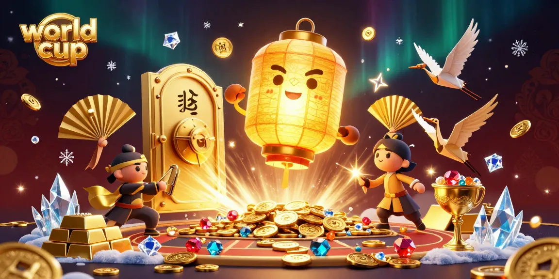 Engage with thrilling sports betting action at the world cup with vivid golden elements and festive characters.