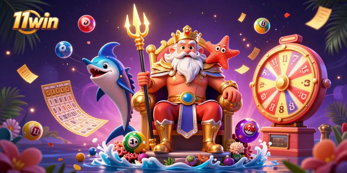 Experience the vibrant excitement of 11win with this dynamic casino-themed illustration.