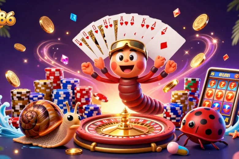 Experience the thrill of sam86 with a vibrant 3D casino scene full of action and excitement.
