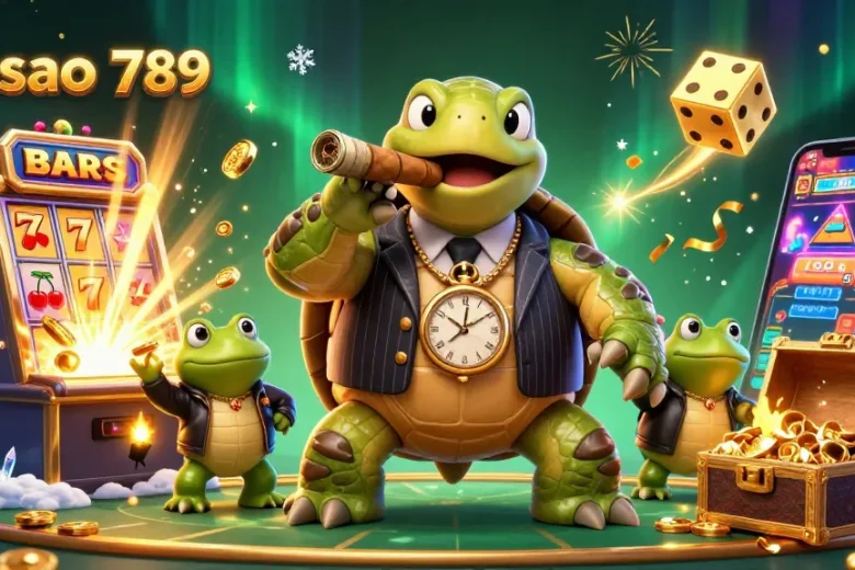 Experience the thrill of playing at sao 789 as vibrant animated characters surround a jackpot explosion