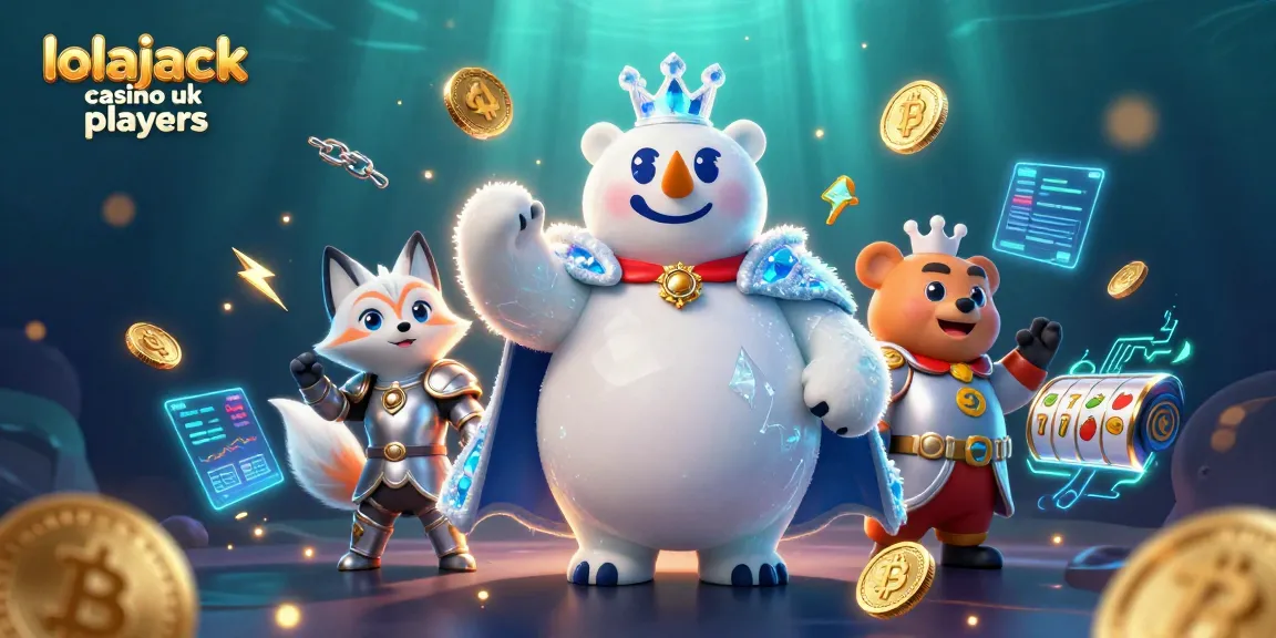 Engage with lolajack casino uk players in a vibrant 3D casino scene with ice king and snow fox.