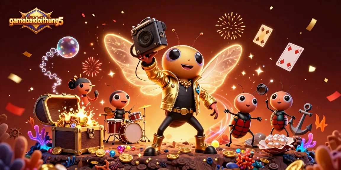 Experience the excitement of gamebaidoithuong5 with cartoon characters showcasing vibrant casino elements.