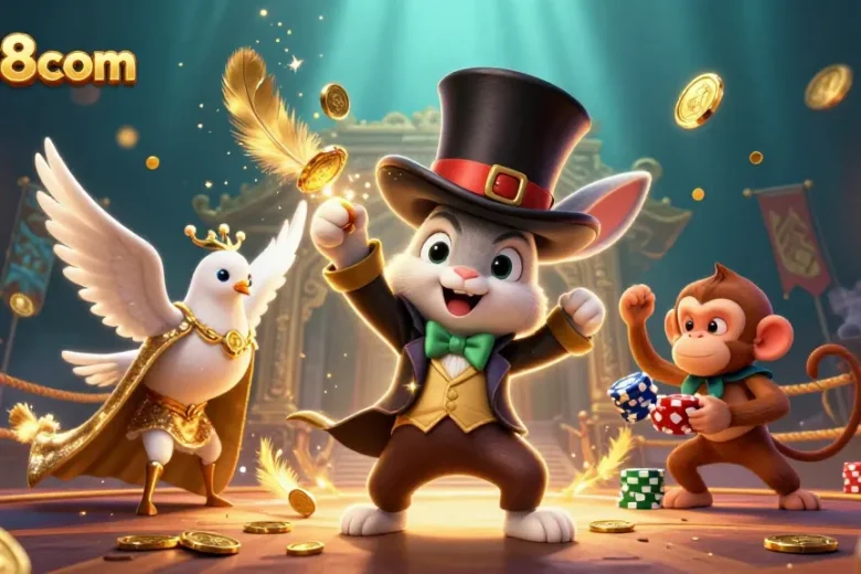 Experience nk88com's magical casino adventure with a charismatic rabbit and exciting characters.